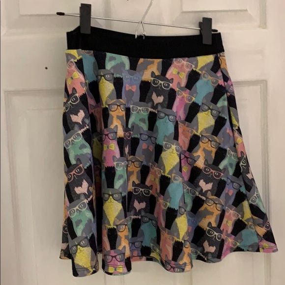 Cat with glasses A line skirt with pockets - Picture 5 of 7